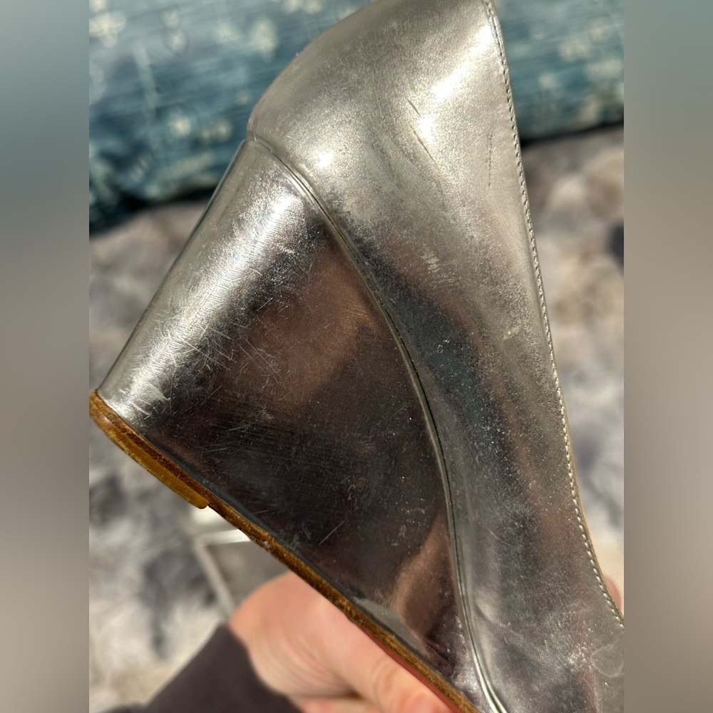 Christian Louboutin silver wedge 37 1/2 - Picture 9 of 13